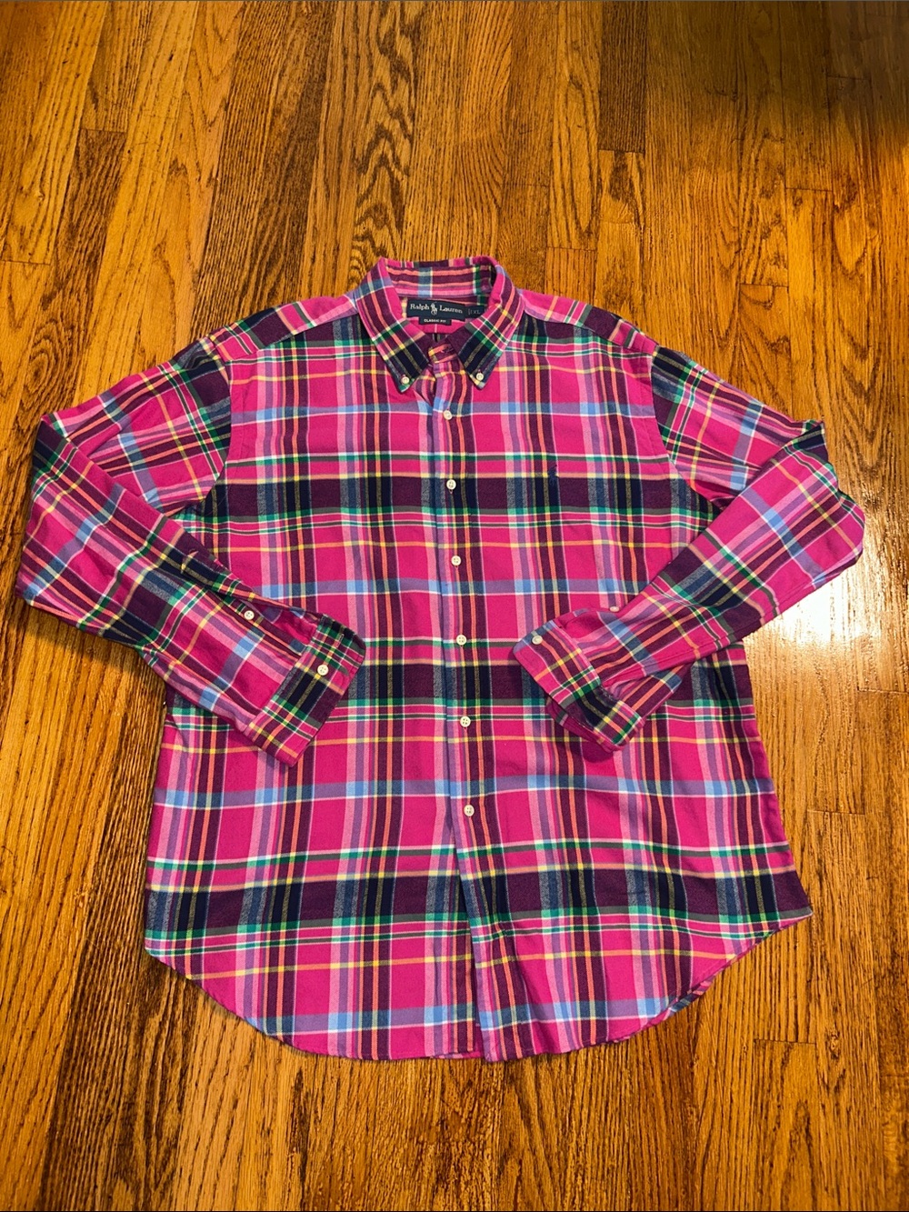Ralph Lauren Pink and Navy Plaid Button-Down Shirt